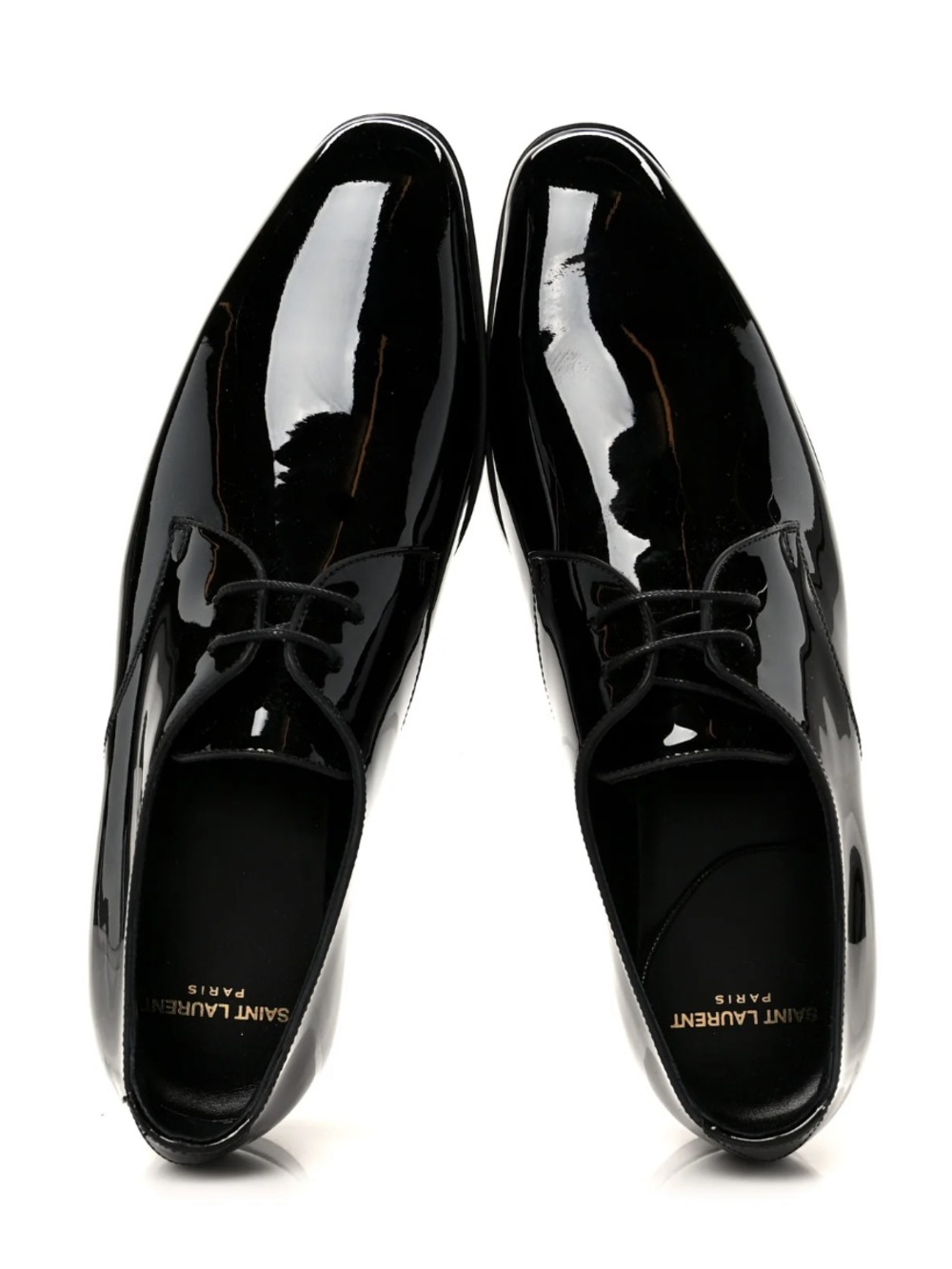 Saint Laurent Black Patent Leather Derby Shoe Baltimora Lace size 37.5 / 7.5
